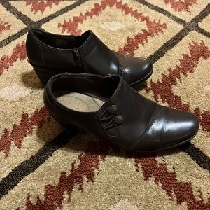 Brown leather booties